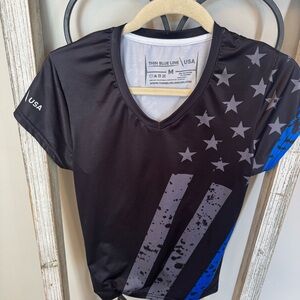 Thin Blue Line USA Women’s M Shirt‎ Flag Police Support Athletic Top